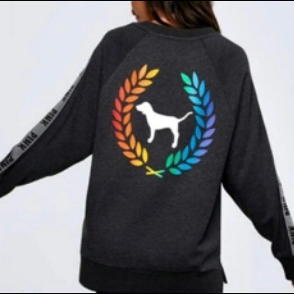 PINK rainbow logo Crew Sweatshirt